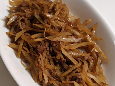 大根の皮と豚ひき肉のピリ辛甜麺醤炒め